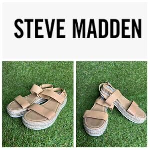 Steve‎ Madden Catia Natural Ankle Strap Open Toe Wedge Espadrille Sandals 11